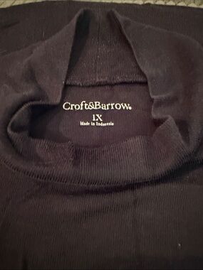 croft & barrow Black Ribbed mock neck top